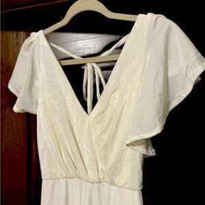 Velvet flutter sleeve gown